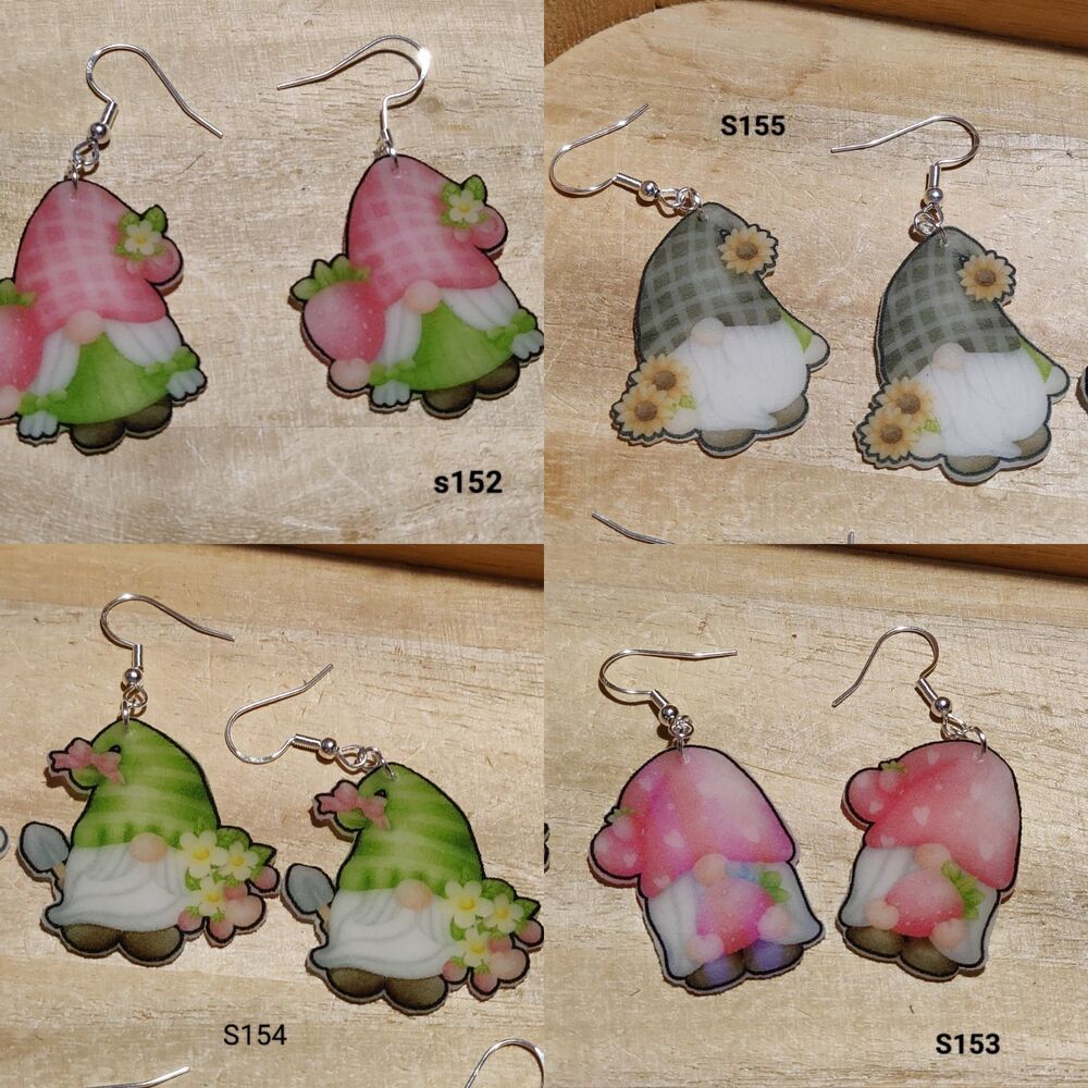 4 pairs Gnome Earrings